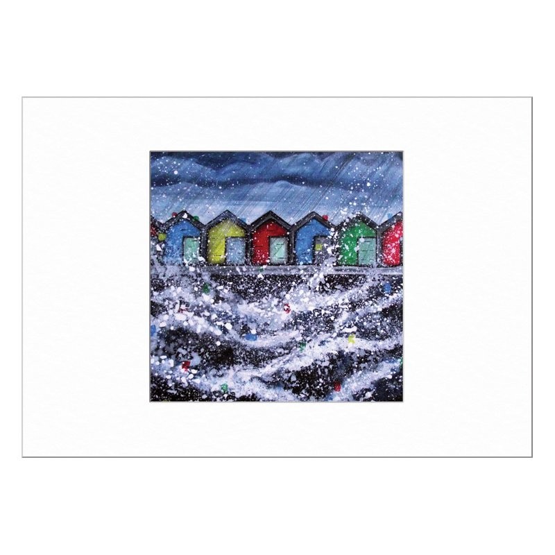 Blyth Beach Huts Limited Edition Print with Mount